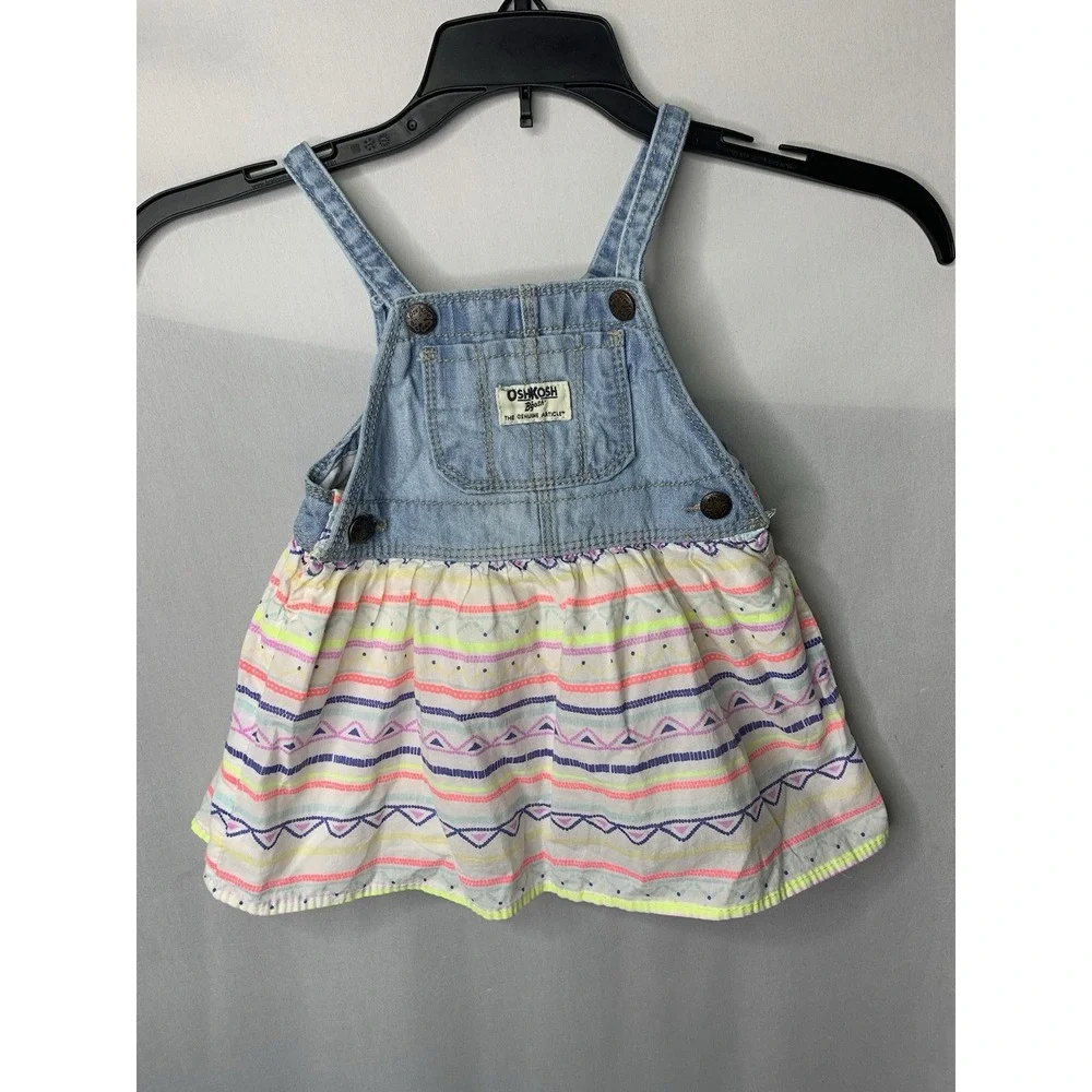 Baby Girls 9 Month Oshkosh Bgosh Vest‎ Bak Dress Overall Jumper Multicolor